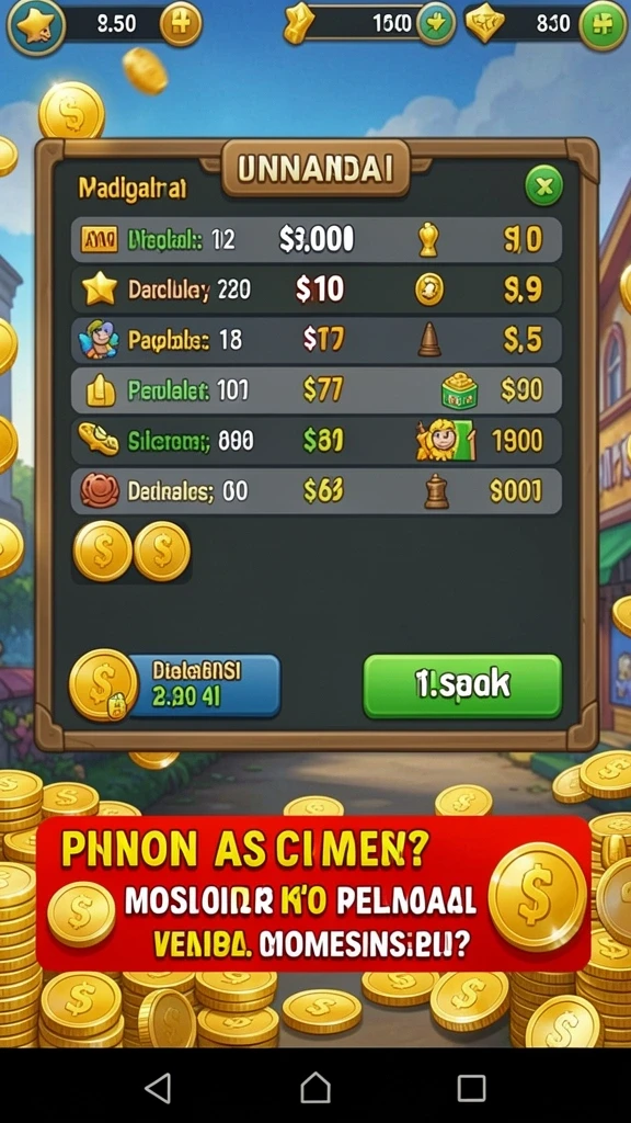 Screenshot menampilkan pilihan nomor yang tersedia untuk dimainkan.